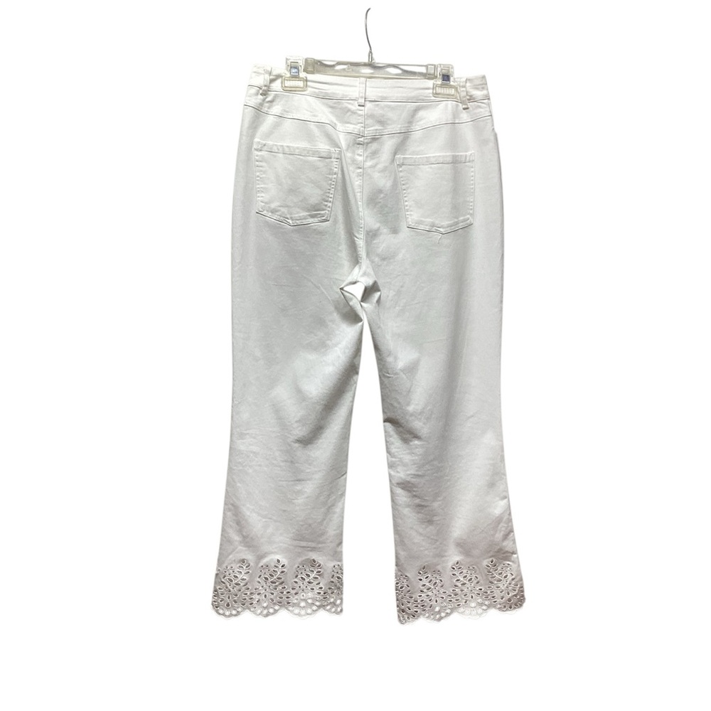 Bibi white cotton stretch eyelet hem ankle pants Size XL - Picture 5 of 10